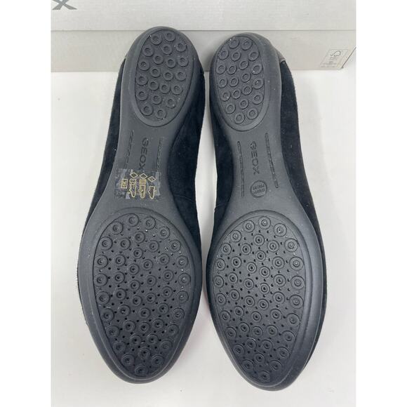 Geox Charlene Black Goat Suede Leather Slip On Flat Loafers Size 38 - Picture 5 of 8